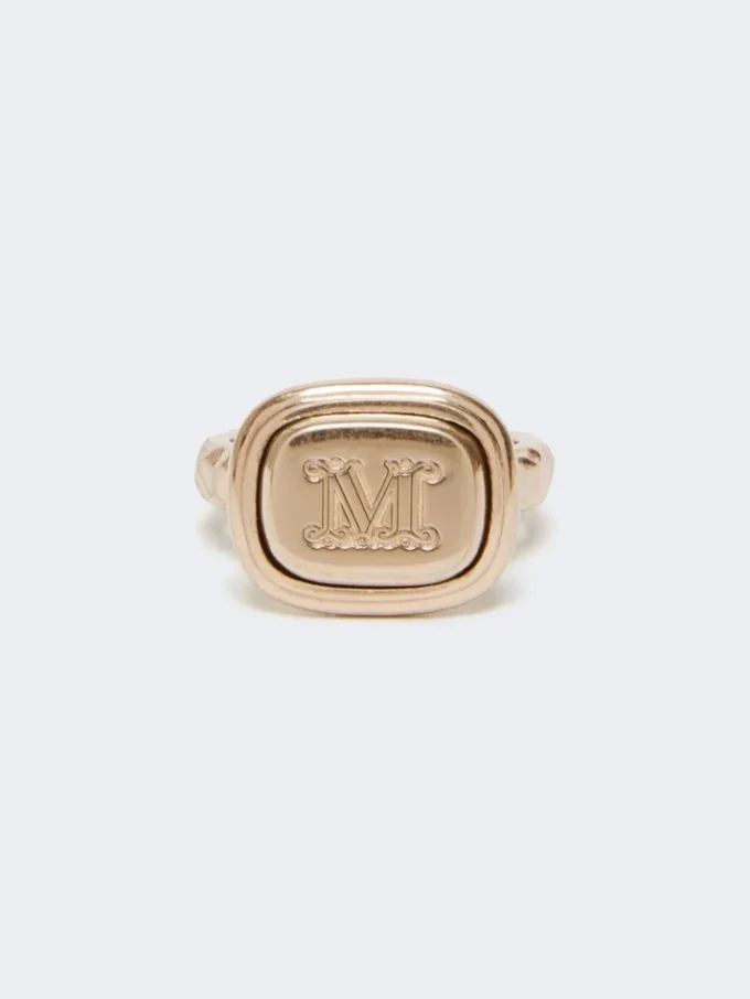 Bague cachet en métal, dorée