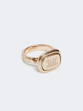 Bague cachet en métal, dorée