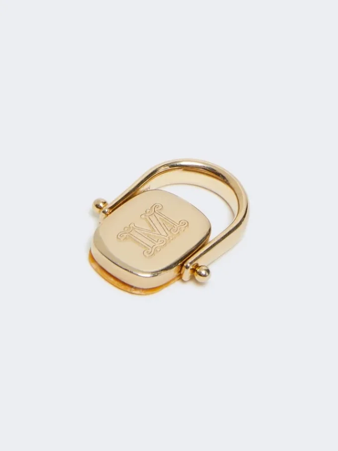 Bague en métal et résine, orange Bague en métal et résine, orange