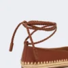 Ballerines en nappa et raphia, couleur tabac Ballerines en nappa et raphia, couleur tabac