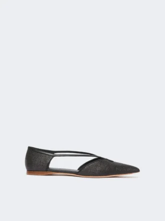 Ballerines à motif tressé effet raphia, noires