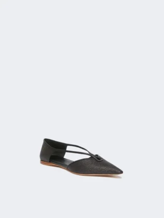 Ballerines à motif tressé effet raphia, noires