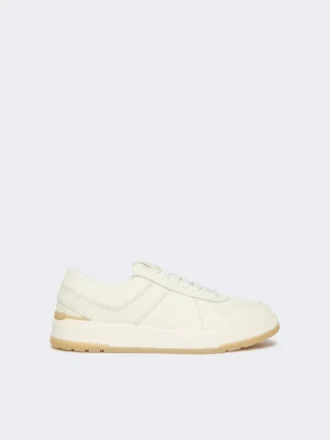 Baskets basses en cuir vieilli, blanches