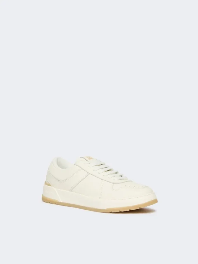 Baskets basses en cuir vieilli, blanches