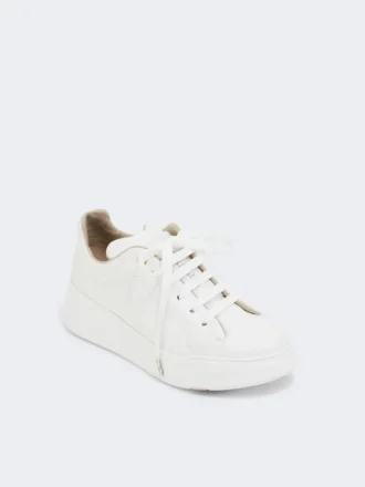 Baskets en cuir, blanc optique