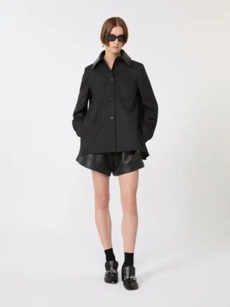 Bermuda en cuir, noir