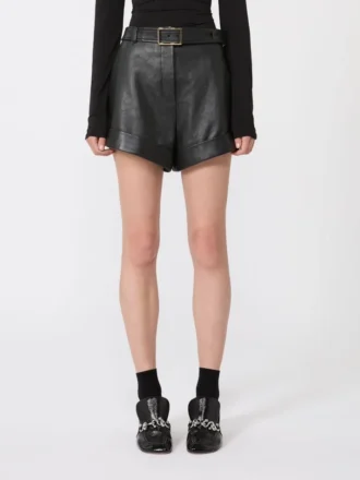 Bermuda en cuir, noir