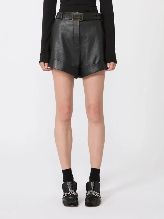 Bermuda en cuir, noir Bermuda en cuir, noir