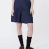 Bermuda en denim de coton et lin, bleu marine Bermuda en denim de coton et lin, bleu marine