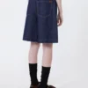 Bermuda en denim de coton et lin, bleu marine Bermuda en denim de coton et lin, bleu marine