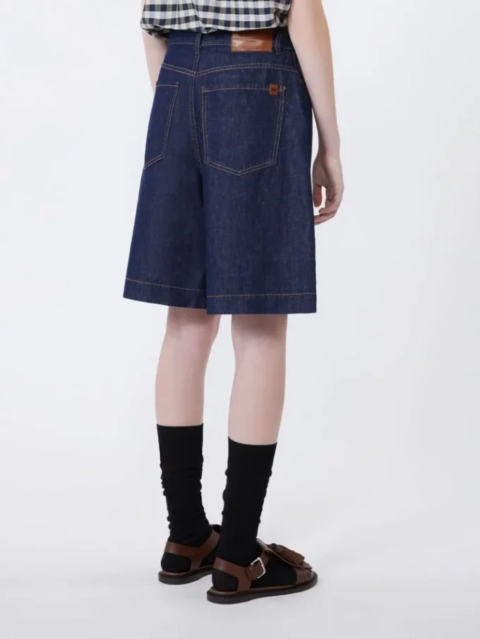 Bermuda en denim de coton et lin, bleu marine Bermuda en denim de coton et lin, bleu marine