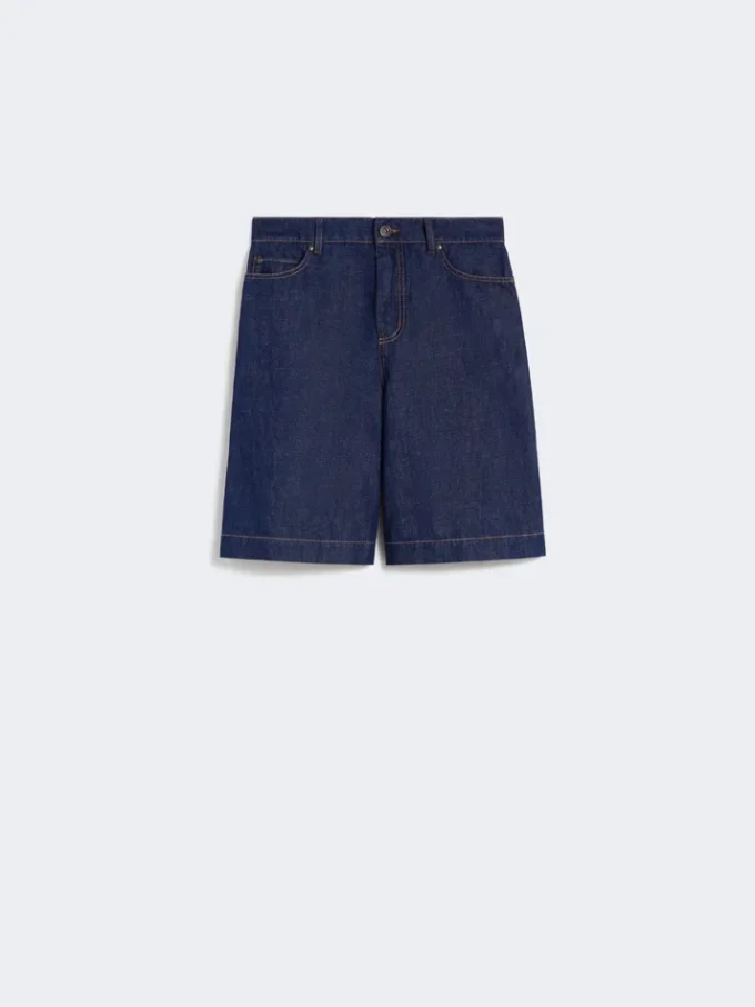 Bermuda en denim de coton et lin, bleu marine Bermuda en denim de coton et lin, bleu marine