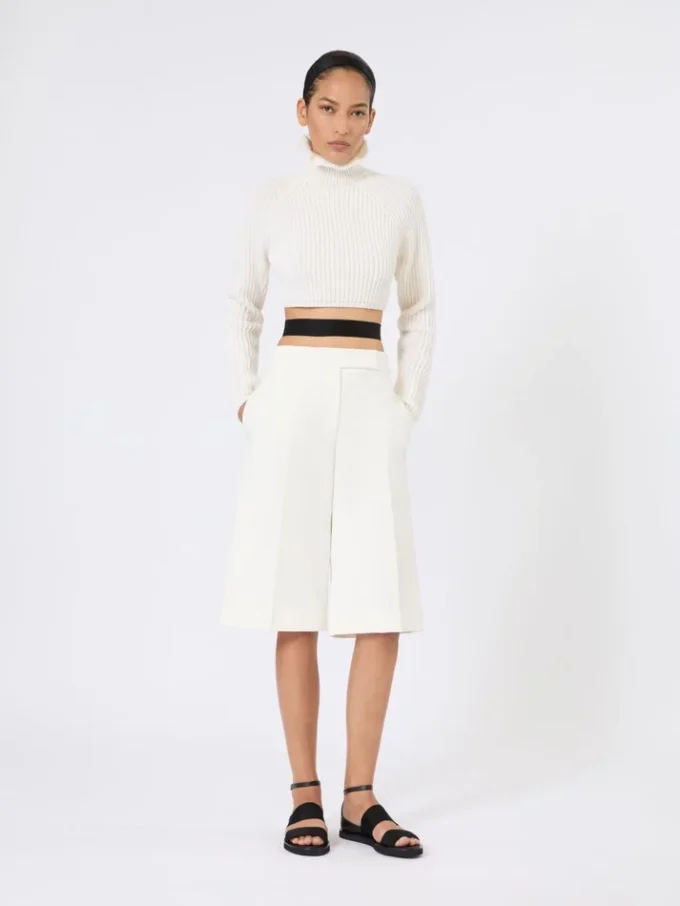Bermuda en jersey de crêpe de viscose, blanc Bermuda en jersey de crêpe de viscose, blanc