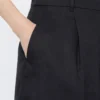 Bermuda long en toile de lin, noir