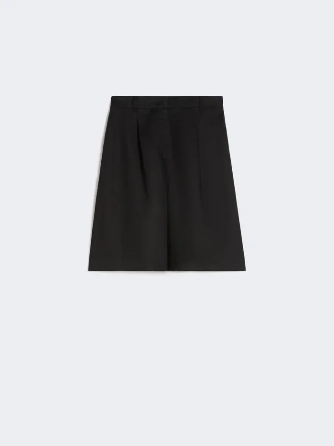 Bermuda long en toile de lin, noir