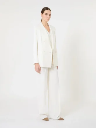 Blazer ajusté en crêpe de laine, blanc