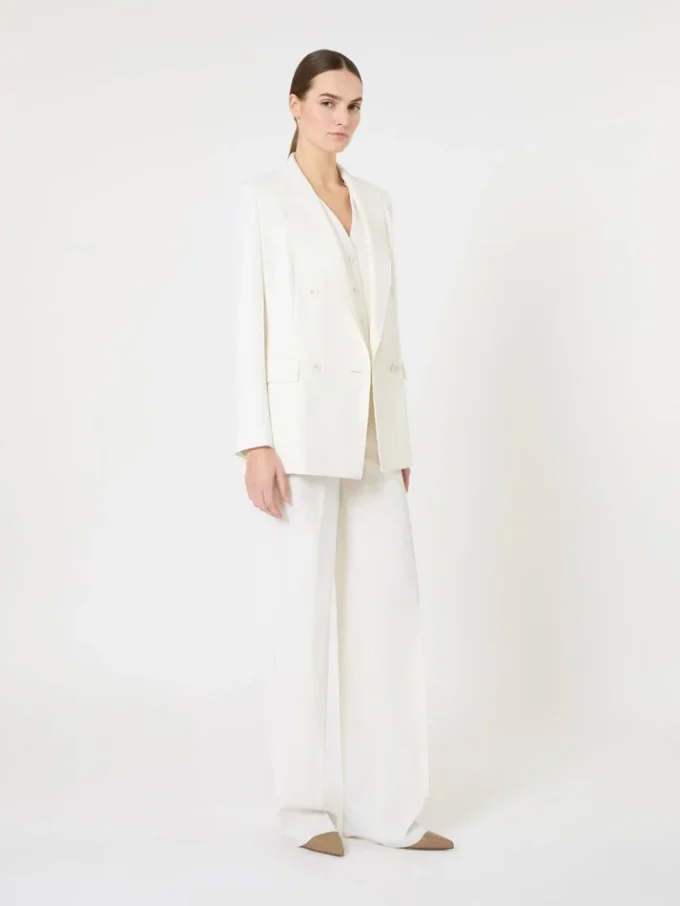 Blazer ajusté en crêpe de laine, blanc Blazer ajusté en crêpe de laine, blanc