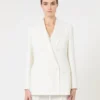 Blazer ajusté en crêpe de laine, blanc Blazer ajusté en crêpe de laine, blanc