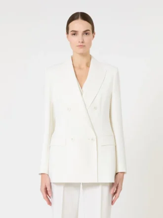 Blazer ajusté en crêpe de laine, blanc