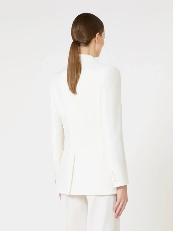 Blazer ajusté en crêpe de laine, blanc Blazer ajusté en crêpe de laine, blanc