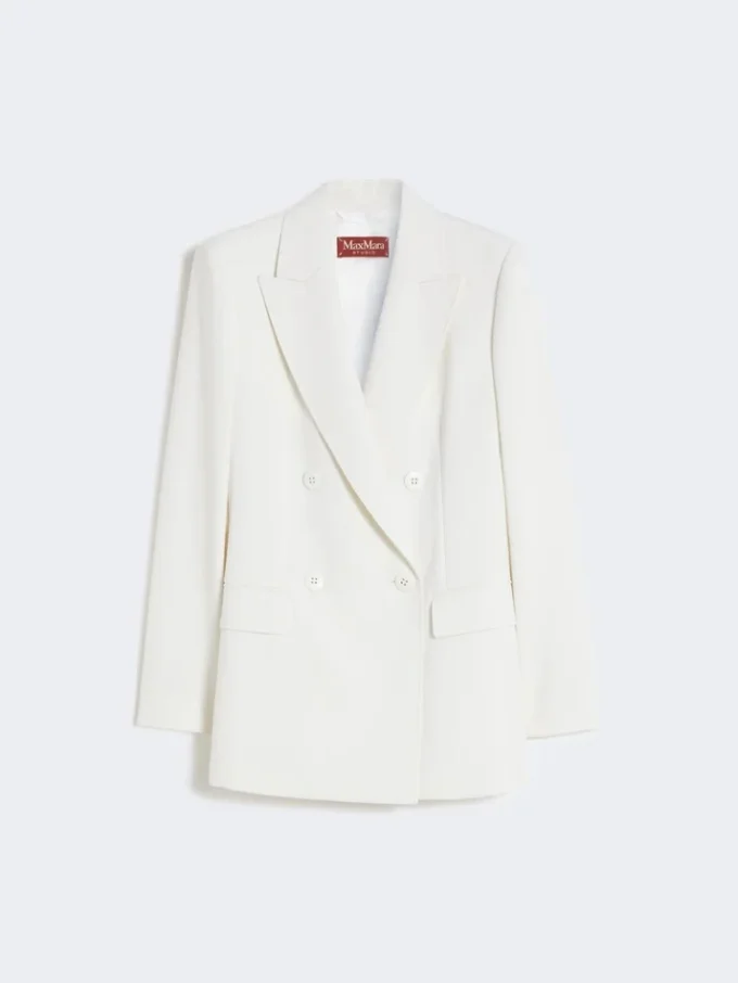 Blazer ajusté en crêpe de laine, blanc Blazer ajusté en crêpe de laine, blanc