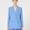 Blazer ajusté en crêpe de laine, bleu clair Blazer ajusté en crêpe de laine, bleu clair