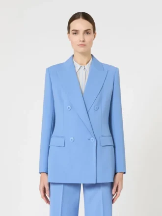 Blazer ajusté en crêpe de laine, bleu clair