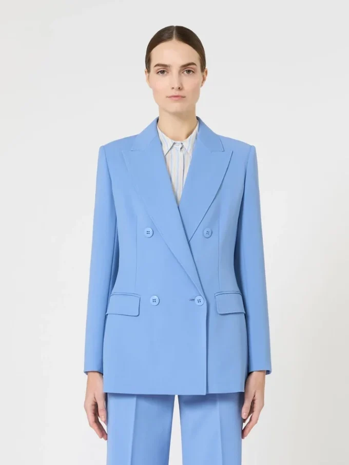 Blazer ajusté en crêpe de laine, bleu clair Blazer ajusté en crêpe de laine, bleu clair