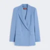 Blazer ajusté en crêpe de laine, bleu clair Blazer ajusté en crêpe de laine, bleu clair