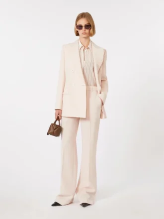 Blazer ajusté en crêpe de laine, rose