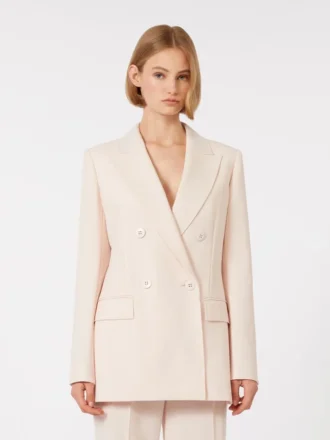 Blazer ajusté en crêpe de laine, rose