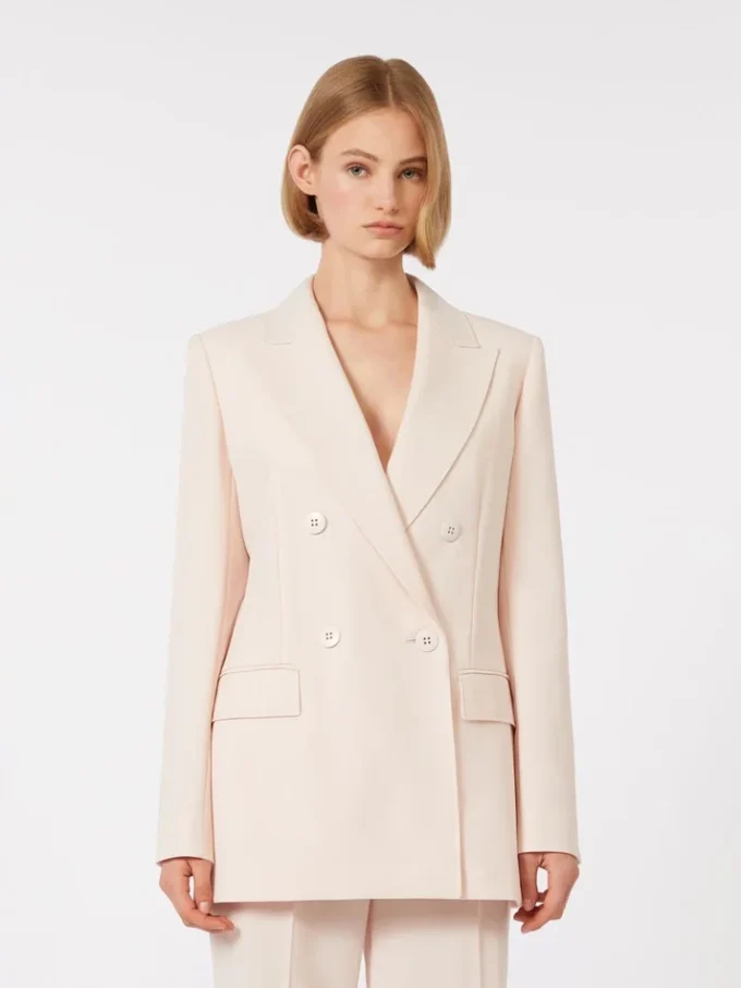 Blazer ajusté en crêpe de laine, rose Blazer ajusté en crêpe de laine, rose