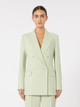 Blazer ajusté en crêpe de laine, vert