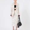 Blazer ajusté en organza imprimé et gabardine, blanc Blazer ajusté en organza imprimé et gabardine, blanc