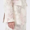 Blazer ajusté en organza imprimé et gabardine, blanc Blazer ajusté en organza imprimé et gabardine, blanc