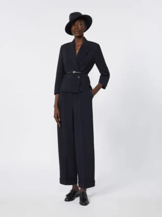 Blazer court en laine, bleu outremer