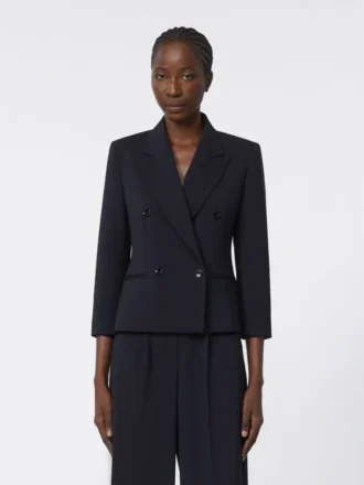 Blazer court en laine, bleu outremer