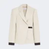 Blazer croisé en drill de lin, couleur sable Blazer croisé en drill de lin, couleur sable