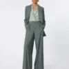 Pantalon ample en laine et soie, vert foncé Pantalon ample en laine et soie, vert foncé