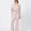 Pantalon en laine, mohair et soie, beige rosé