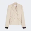 Blazer croisé en laine, mohair et soie, couleur sable Blazer croisé en laine, mohair et soie, couleur sable