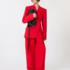Blazer croisé en laine stretch, rouge Blazer croisé en laine stretch, rouge