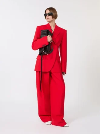Blazer croisé en laine stretch, rouge