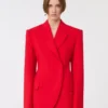 Blazer croisé en laine stretch, rouge Blazer croisé en laine stretch, rouge