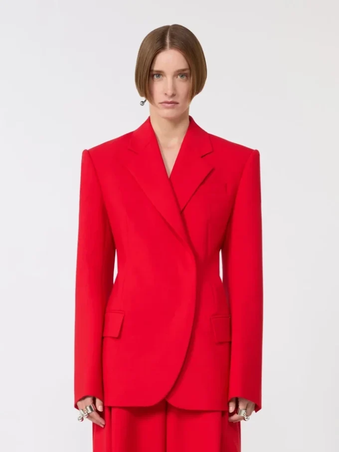 Blazer croisé en laine stretch, rouge Blazer croisé en laine stretch, rouge