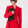 Blazer croisé en laine stretch, rouge Blazer croisé en laine stretch, rouge