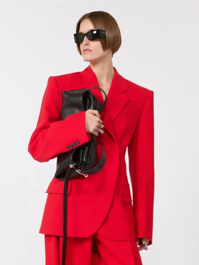 Blazer croisé en laine stretch, rouge Blazer croisé en laine stretch, rouge