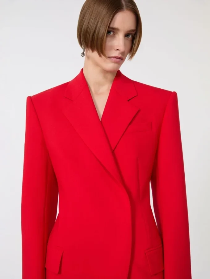 Blazer croisé en laine stretch, rouge Blazer croisé en laine stretch, rouge