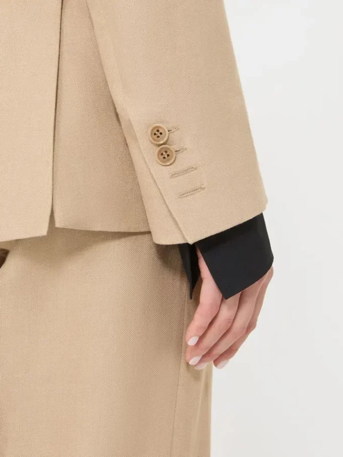Blazer croisé en pur lin natta, couleur camel Blazer croisé en pur lin natta, couleur camel