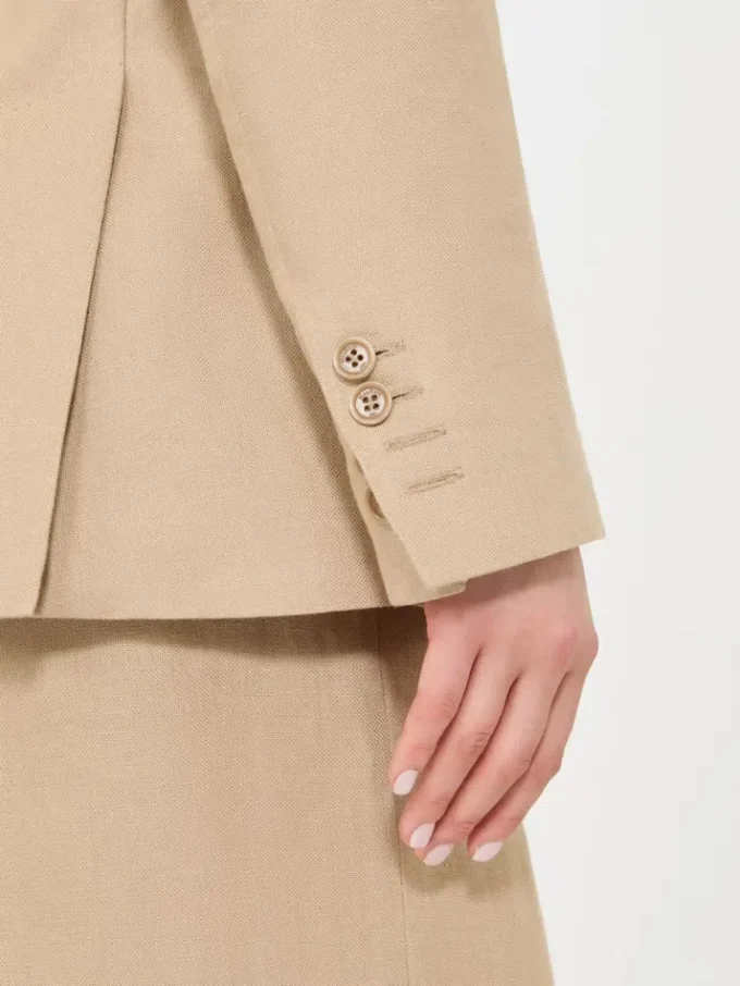 Blazer croisé en pur lin natta, couleur camel Blazer croisé en pur lin natta, couleur camel